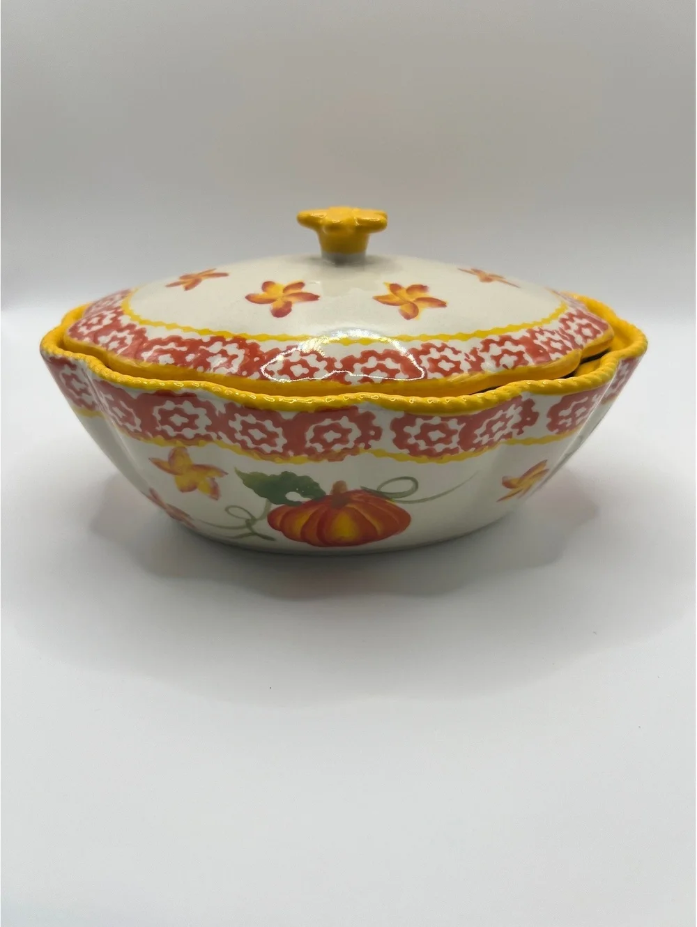 New Temp-rations by Tara handmade Ceramic Fall Pumpkin mini casserole bakeware